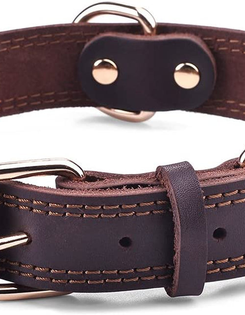 Load image into Gallery viewer, Dog Collar, Genuine Leather Dog Collar, Heavy Duty Dog Collar, Wide Dog Collar for Small Dog, Medium Dog, Large Dog and Extra Large Dog (M: 1" Wide for 15.2"-19.2" Neck, Dual Stitch - Brown)
