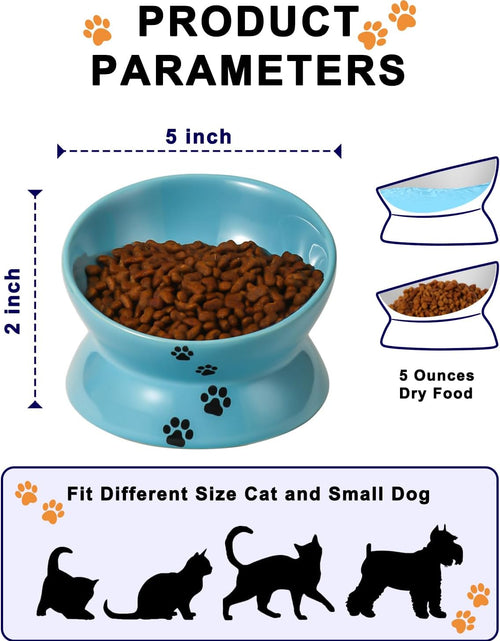 Load image into Gallery viewer, Elevated Cat Food Bowl, Ceramic Raised Bowl, Tilt Angle Protects Cat'S Spine, anti Vomiting Dish, Backflow Prevention, Lake Blue
