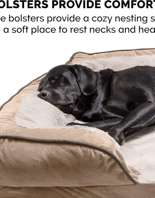 Load image into Gallery viewer, Memory Foam Dog Bed for Large Dogs W/ Removable Bolsters &amp; Washable Cover, for Dogs up to 95 Lbs - Plush &amp; Velvet Waves Perfect Comfort Sofa - Brownstone, Jumbo/Xl
