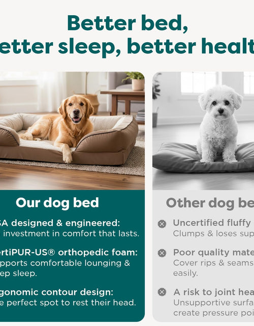 Load image into Gallery viewer, Memory Foam Dog Bed for Large Dogs W/ Removable Bolsters &amp; Washable Cover, for Dogs up to 95 Lbs - Plush &amp; Velvet Waves Perfect Comfort Sofa - Brownstone, Jumbo/Xl
