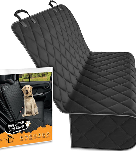 Black Car Rear Seat Cover for Dogs, Durable Waterproof & Scratch Resistant Vehicle Backseat Protector, Nonslip Dog Accessory & Pet Protection for Back Seats, Machine Washable