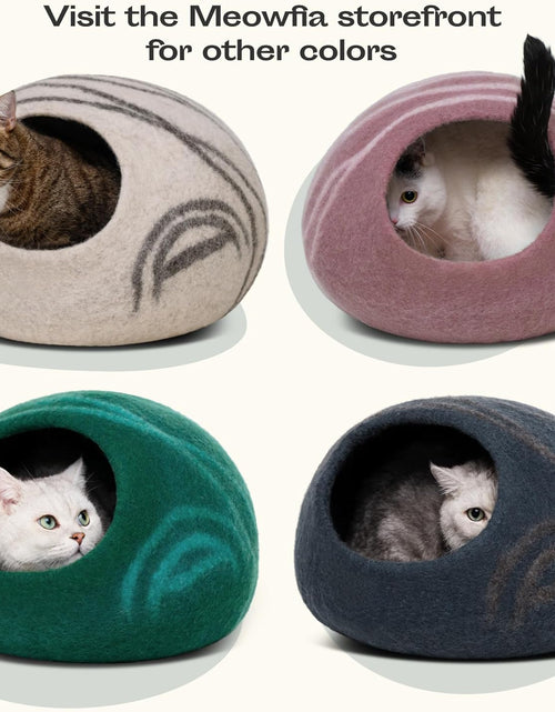 Load image into Gallery viewer, Premium Felt Cat Bed Cave - Handmade 100% Merino Wool Bed for Cats and Kittens (Light Shades) (Large, Light Grey)
