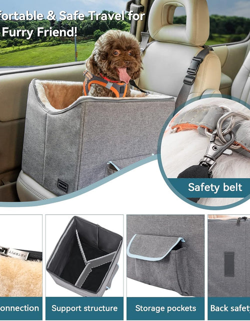 Load image into Gallery viewer, Small Dog Car Seat, Pet Travel Car Booster Seat with Safety Belt, Washable Double-Sided Cushion and Storage Pocket for Small Pet (Small, Light Grey)
