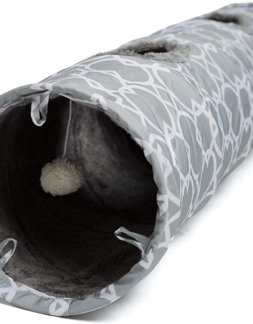 Load image into Gallery viewer, Geometric Straight Cat Tunnel with Plush Inside,Cats Toys Collapsible Tunnel Tube with Balls, for Rabbits, Kittens, Ferrets,Puppy and Dogs, Diameter 9.8 Inch
