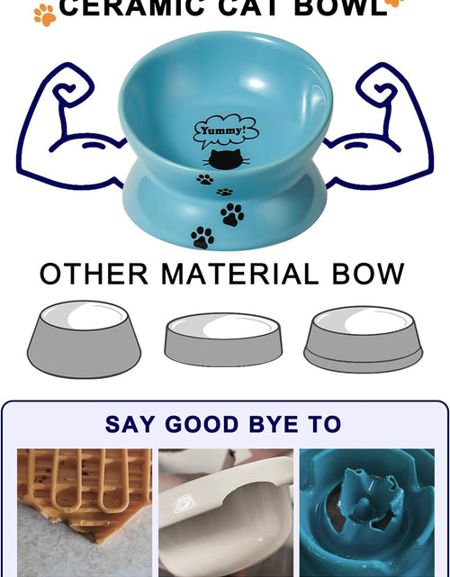 Load image into Gallery viewer, Elevated Cat Food Bowl, Ceramic Raised Bowl, Tilt Angle Protects Cat'S Spine, anti Vomiting Dish, Backflow Prevention, Lake Blue
